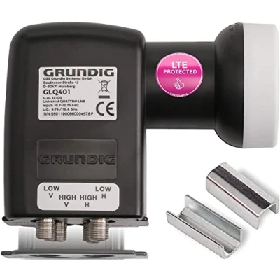 Abbildung von [Test SEHR GUT *] GSS Quattro LNB für Multischalter, Multiswitch geeignet mit LTE Filter Sat, Satelliten, Full HD, UHD 4K, 0.1dB, HDTV, Wetterschutzkappe, kälte &amp; hitzebeständig + Aufdrehhilfe
