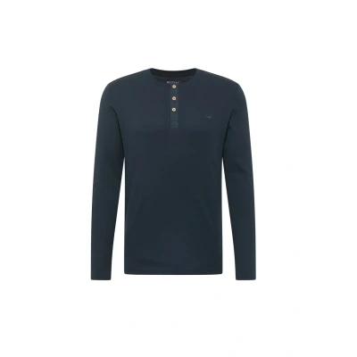 Abbildung von MUSTANG Herren Langarmshirt ARMINTO Slim Fit S 6XL Blau Schwarz Baumwolle, Größe:XXL, Farbe:Carbon 4135