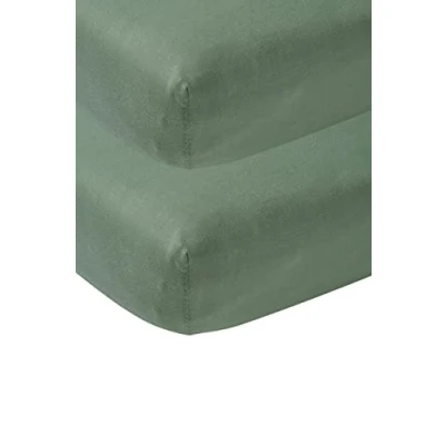Abbildung von Meyco Baby Spannbettlaken Beistellbett Uni Forest Green 50x90cm 2er Pack