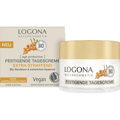 Abbildung von LOGONA Naturkosmetik Anti Aging Gesichtscreme für reife Haut, Straffende Tagescreme Mit veganer Formel, Bio Sanddorn und Hyaluron, age protection, 50 ml