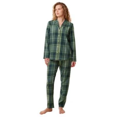 Abbildung von Triumph Boyfriend Checks Nachtwäsche Set, Damen, Größe: 44, Green combination