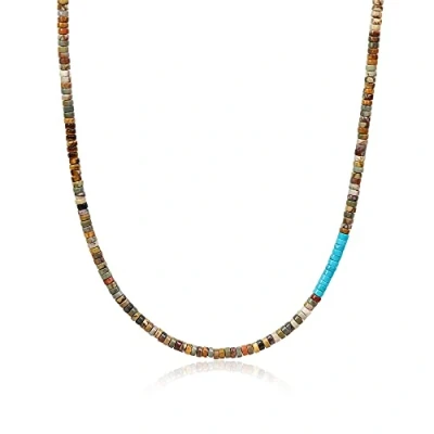 Abbildung von COAI Geschenkideen Herren Surfer Halskette Bohemian Stammes Kette aus Picasso Jaspis Tigerauge Synthetischem Türkis