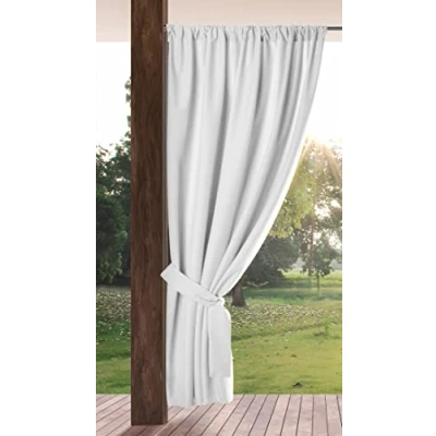 Abbildung von Eurofirany Garden Outdoorvorhäng mit Stangentaschen 1 STK. Sonnenschutz Sichtschutz Winddicht Wasserdicht Outdoor Vorhäng für Pavillon Terrasse Pergola Balkon, 155x200 cm, Grau Aufdruck