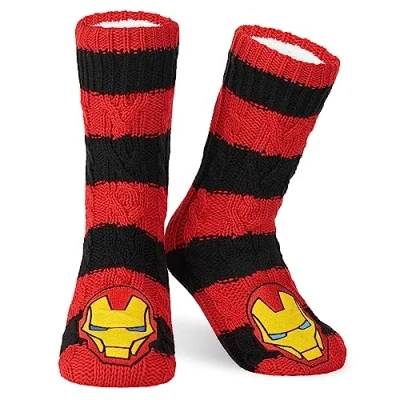 Abbildung von Marvel Kuschelsocken Herren Avengers Winter Socken Jungen Teenager Anti Rutsch (Rot/Schwarz)