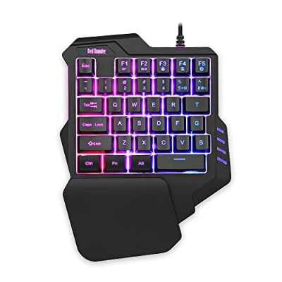 Abbildung von RedThunder Einhand Gaming Tastatur mit RGB Hintergrundbeleuchtung und 35 Tasten Tragbare Mini Ergonomischer Gamecontroller für PC PS4 Xbox Gamer.