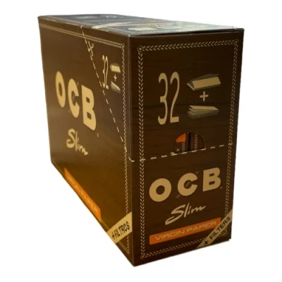 Abbildung von OCB 20166 Unbleached Slim Virgin Paper + Tips 32 Heftchen a Blatt Langes ungebleicht Plus Tips, Papier