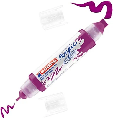 Abbildung von edding 5400 Acryl 3D Double Liner violett 1 Acrylfarbe Tube Doppel Spitze 2 3,5 10 mm Farben zum Malen auf Leinwand, Malpapier und Holz Acrylstifte wasserfest in Künstlerqualität