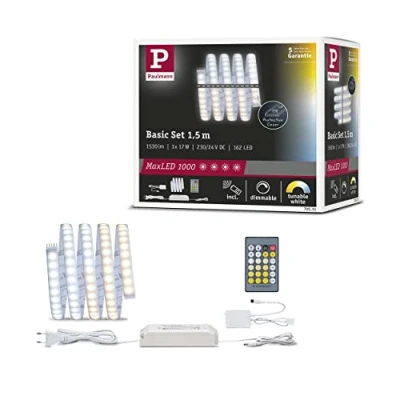 Abbildung von Paulmann 70531 MaxLED 1000 LED Strip Tunable White Basisset IP44 17W 1020lm/m dimmbar 1,5m Silber Kunststoff 108LEDs/m