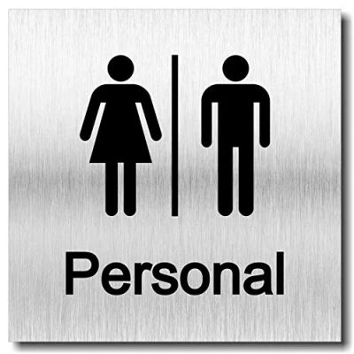 Abbildung von Türschild Personal WC Toilette UV Druck 12 x 12cm 3mm Aluverbund Made in Germany Art.Nr. 2121