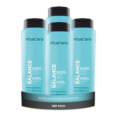 Abbildung von Vitalcare Sebo Balance Rebalancing Shampoo, Shampoo für fettiges oder Haar, mit Vitaminen und Zjcomplex, 4 x 500 ml