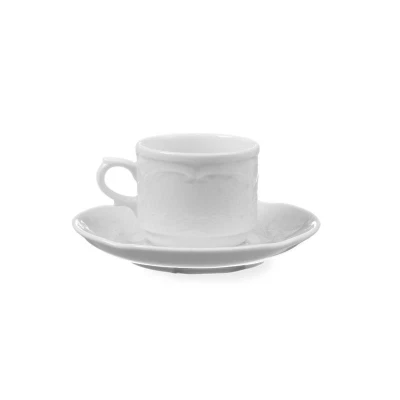 Abbildung von HENDI Mokkatasse Flora 120 ml Ø 6,5 cm Porzellan weiß stapelbar spülmaschinengeeignet, Hotel Gastro Mokkatassen