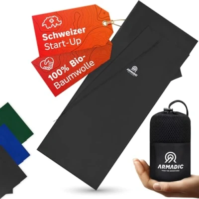 Abbildung von Armadic Hüttenschlafsack aus 100% Bio Baumwolle mit Reißverschluss (nur 380g) Ultra leicht, klein und dünn. Reiseschlafsack, Schlafsack Inlett I Ideal für Backpacking, Hostels Berghütten (Grau)