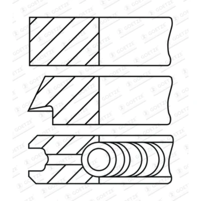 Abbildung von GOETZE ENGINE 08 442900 10 Kolbenringsatz 75 PEUGEOT: 208 I Hatchback, 3008 I, CITROËN: C3 II
