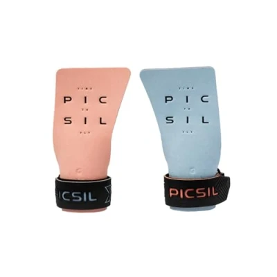 Abbildung von PICSIL Condor Grips, ohne Lochgriffe mit technischem Gewebe, erhöhter Schutz und Komfort, Handgriffe für Crosstraining, Gymnastik, Klimmzüge, Gewichtheben, verhindert Blasen Risse (Koralle, G+)