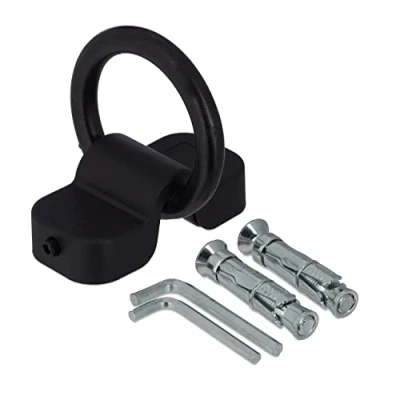 Abbildung von Relaxdays Wand und Bodenanker, Sicherung für Fahrrad &amp; Motorrad, 14 mm Bügel, Stahl, Kunststoff, Fahrradanker, schwarz