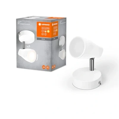 Abbildung von LEDVANCE LED SPOT PEAR Deckenanbau Spot, weiß, 4.3W, 210lm, bietet gerichtetes Licht mit warmweißer Lichtfarbe, flexiblem GU10 Strahler, Lampe enthalten, IP20 Schutzklasse, 2700K