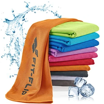 Abbildung von Fit Flip kühlendes Handtuch als Cooling Towel und mikrofaser Kühltuch Sporthandtuch Airflip für Fitness Sport Ice Kühlhandtuch (orange, 120x35cm)