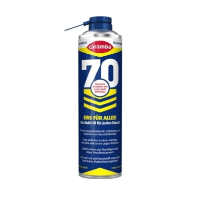 Abbildung von Caramba 70, Multifunktionsspray, Schmiermittel und Rostlöser, Sprühöl mit Verschleiß Korrosionsschutz, Tellerübergreifender Sprühkopf, 400 ml