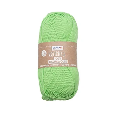 Abbildung von Glorex 5 1004 11 Cotton 100 % Baumwolle, vielseitig einsetzbar zum Stricken, Häkeln und Basteln, sehr gute Qualität, weich waschbar, 50 g, ca. 170 m, hellgrün