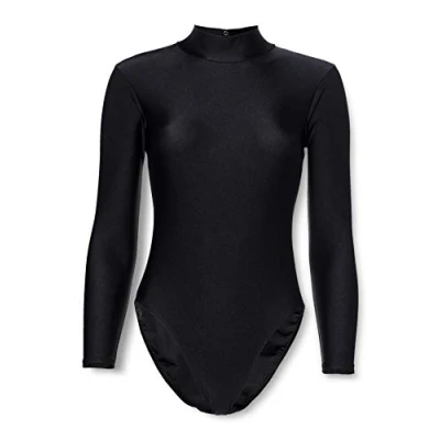 Abbildung von Roch Valley Damen Long Sleeve Turtle Neck Leotard Langärmeliger Rollkragen Trikot, Schwarz, L