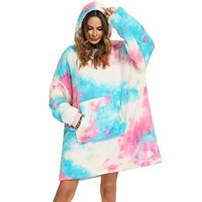 Abbildung von YEPLINS Pullover Sweatshirt Mit Kapuze Robe Decke Hoodie Flanell Hoodies Pink Blau