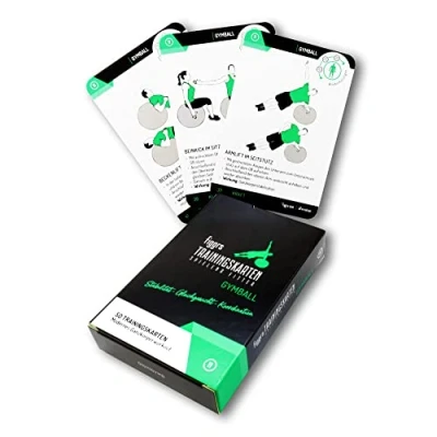 Abbildung von figgrs® Gymball 57 Trainingskarten mit 50 Fitness Übungen für vielseitiges Ganzkörper Training Gymnastikball I Workout Sport Karten zuhause &amp; überall von Anfänger bis Profi