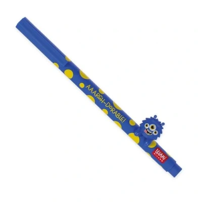 Abbildung von Legami Gelschreiber mit dekorativem Tier Lovely Friends, Monster Thema, nicht rollend, blaue Tinte, entfernbares und wieder kombinierbares Tier, 0,5 mm Spitze