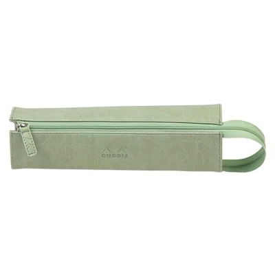 Abbildung von Rhodia 319032C Schlampermäppchen Rhodiarama, rechteckig 23x5x5 cm, flache Öffnung, langer Reißverschluss, praktisch und elegant aus Kunstleder Seladon, 1 Stück