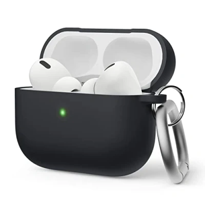 Abbildung von elago Hybrid Schutzhülle aus Silikon, kompatibel mit Apple AirPods Pro 2. Generation Case, Dreischichtige Struktur: Voller Schutz, sichtbar vor LED, unterstützt Kabelloses Aufladen (Taupe)