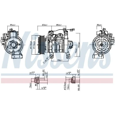 Abbildung von NISSENS 891130 Kompressor 10SRE11C 12V PAG 46 YF R1234yf mit Kompressoröl, Magnetkupplung, ohne Diode