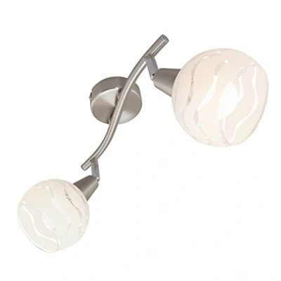 Abbildung von Briloner Leuchten Deckenleuchte, Deckenlampe 2 dreh &amp; schwenkbare Spot Lights, toller Glas Aufdruck, Metall, matt nickel, max. 40 W, 28.5 x 9.7 13 cm