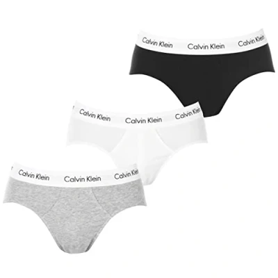 Abbildung von Calvin Klein Herren 3er Pack Hip Briefs Unterhosen Unterwäsche, Mehrfarbig (Black/White/Grey Heather), S