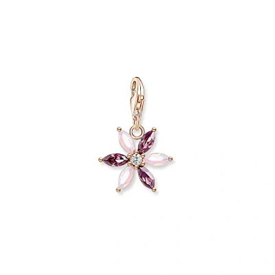 Abbildung von THOMAS SABO Damen Charm Anhänger Rosegold Blume rosa Steine Club 925 Sterlingsilber 1874 323 7
