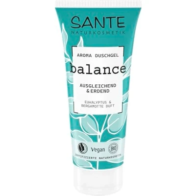 Abbildung von SANTE Naturkosmetik Aroma Duschgel Balance, mit Eukalyptus &amp; Bergamotte Duft, ausgleichend erdend, hautneutraler pH Wert, vegane ohne synthetische Duftstoffe, 200ml