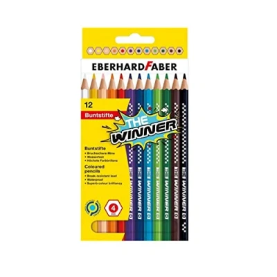 Abbildung von Eberhard Faber 518212 Buntstifte Set THE Winner, 12 bruchsichere Farbstifte, hexagonale Form