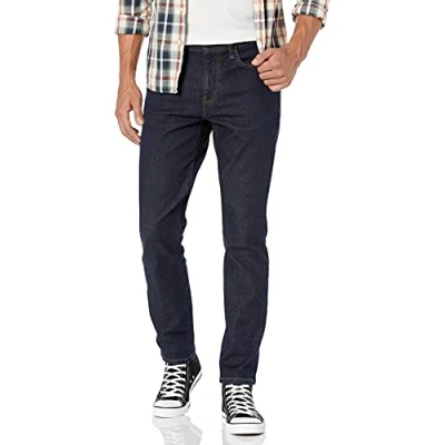 Abbildung von Amazon Essentials Herren Jeans aus Komfortablem Stretch, Schmale Passform (Früher Goodthreads), Dunkelblau, 33W / 34L