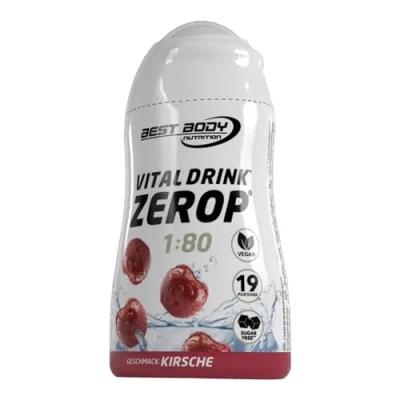 Abbildung von Best Body Nutrition Vital Drink ZEROP Kirsche, Original Getränkekonzentrat Sirup zuckerfrei, 1:80 ergibt 19 Portionen Fertiggetränk
