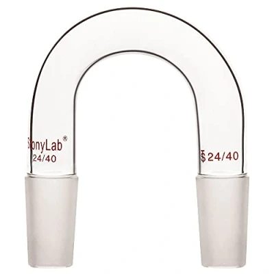Abbildung von stonylab Glasadapter, Borosilikatglas U förmiger Vakuum /Inertgasadapter mit 24/40 Standardkonus Innengewinde, Glass Inlet Adapter
