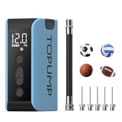 Abbildung von TOPUMP Elektrische Ballpumpe,Tragbare Luftpumpe Aufblas und Abpumpfunktion,Basketball Pumpe mit Manometer(MAX 20PSI),Ballpumpe Fußball für Sportbälle,Auch Basketball,Volleyball,Rugby