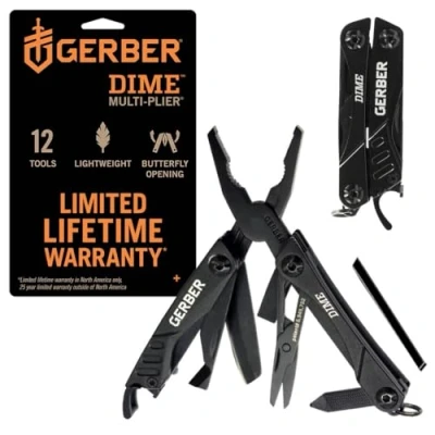 Abbildung von Gerber Multifunktionswerkzeug mit 12 Funktionen, Dime Pocket Multi tool, Schwarz, 1014030