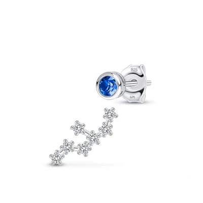 Abbildung von Amberta Damen Sternzeichen Ohrringe Asymmetrische Ohrstecker Silber 925 Sterling Damen: September Saphir