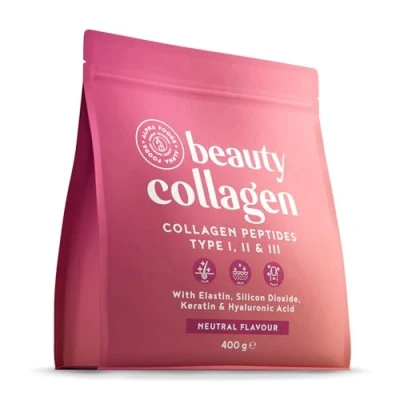 Abbildung von Collagen Pulver + Keratin Hyaluronsäure [400g] Premium Kollagen Hydrolysat Peptide Typ 1, 2 und 3 Hochdosiert Kollagenpulver Geschmacksneutral in Deutschland hergestellt Alpha Foods