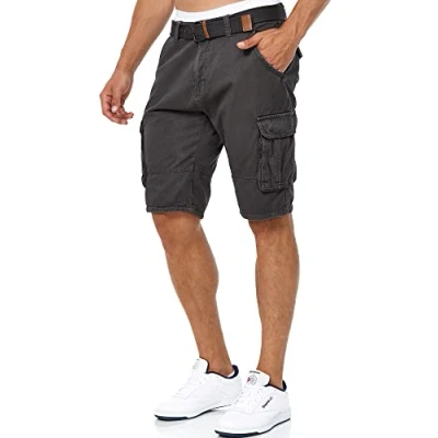Abbildung von Indicode Herren Monroe Cargo Shorts inkl. Gürtel Bermuda Männer Sommerhose aus Baumwolle Raven M