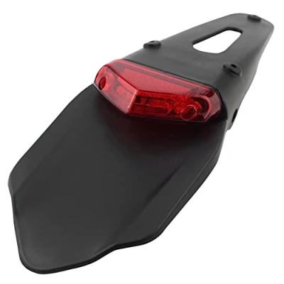 Abbildung von KATUR Schutzblech mit Rotem Bremslicht, für Hinten, Halterung, Offroad Motorräder, Motocross, Dirt Bikes (Rot Glas)