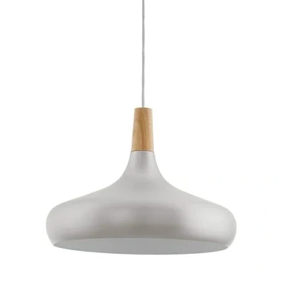 Abbildung von EGLO Pendellampe Sabinar, Pendelleuchte aus Stahl und Holz, Hängelampe in Silber gebürstet, braun, Fassung E27, Ø 40 cm, FSC zertifiziert