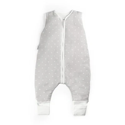 Abbildung von Ehrenkind® Baby Sommerschlafsack mit Füßen 1.0 Tog aus weicher OEKO TEX zertifizierter Bio Baumwolle Sommer Schlafsack Gr. 80 Grau weißen Punkten 1