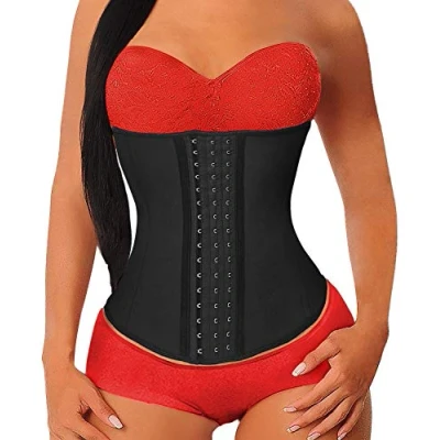 Abbildung von YIANNA Waist Trainer Damen Korsett Bauchweg Body Shaper Latex Shapewear Corsage Korsage Underbust Taillenmieder Taillenformer Trimmer Schwarz 1210 5XL