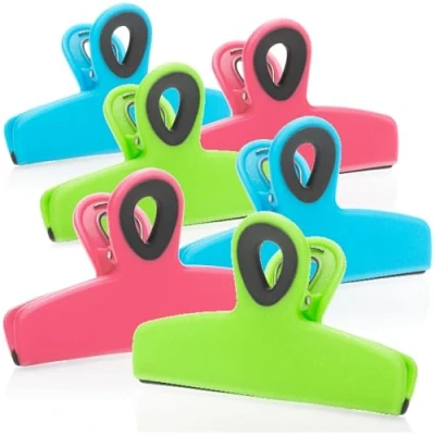 Abbildung von com four® 6x Verschlussklammern für Tüten breite Verschlussclips Lebensmittel Beutel Verschlussklemmen aus Kunststoff Clips zum Verschließen und Frischhalten