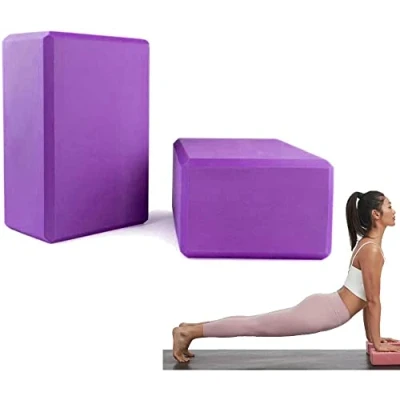 Abbildung von Yoga Block, 2er Yogablock für Pilates Training, Hochwertige Blöcke/Yoga Klötze, perfekt Yoga, Meditiation, Anfänger und Fortgeschrittene(Lila)