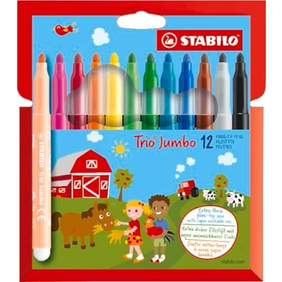 Abbildung von Dicker Filzstift STABILO Trio Jumbo 12er Pack mit 12 verschiedenen Farben